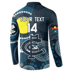 Custom AFL Carlton NAIDOC Week Button Sweatshirt Keep The Fire Burning Indigenous Art