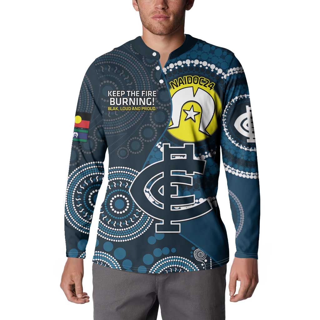 Custom AFL Carlton NAIDOC Week Button Sweatshirt Keep The Fire Burning Indigenous Art