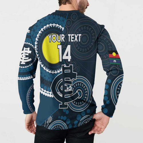 Custom AFL Carlton NAIDOC Week Button Sweatshirt Keep The Fire Burning Indigenous Art