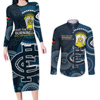 Custom AFL Carlton NAIDOC Week Couples Matching Long Sleeve Bodycon Dress and Long Sleeve Button Shirt Keep The Fire Burning Indigenous Art