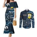 Custom AFL Carlton NAIDOC Week Couples Matching Mermaid Dress and Long Sleeve Button Shirt Keep The Fire Burning Indigenous Art