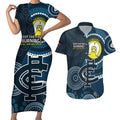 Custom AFL Carlton NAIDOC Week Couples Matching Short Sleeve Bodycon Dress and Hawaiian Shirt Keep The Fire Burning Indigenous Art