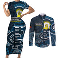 Custom AFL Carlton NAIDOC Week Couples Matching Short Sleeve Bodycon Dress and Long Sleeve Button Shirt Keep The Fire Burning Indigenous Art
