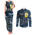 Custom AFL Carlton NAIDOC Week Couples Matching Tank Maxi Dress and Long Sleeve Button Shirt Keep The Fire Burning Indigenous Art