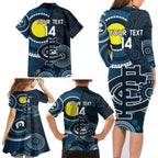 Custom AFL Carlton NAIDOC Week Family Matching Long Sleeve Bodycon Dress and Hawaiian Shirt Keep The Fire Burning Indigenous Art