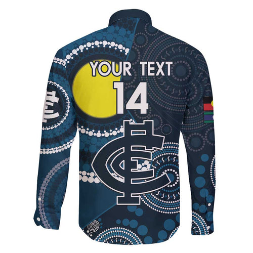 Custom AFL Carlton NAIDOC Week Family Matching Long Sleeve Bodycon Dress and Hawaiian Shirt Keep The Fire Burning Indigenous Art