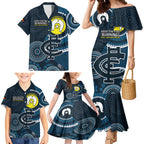 Custom AFL Carlton NAIDOC Week Family Matching Mermaid Dress and Hawaiian Shirt Keep The Fire Burning Indigenous Art