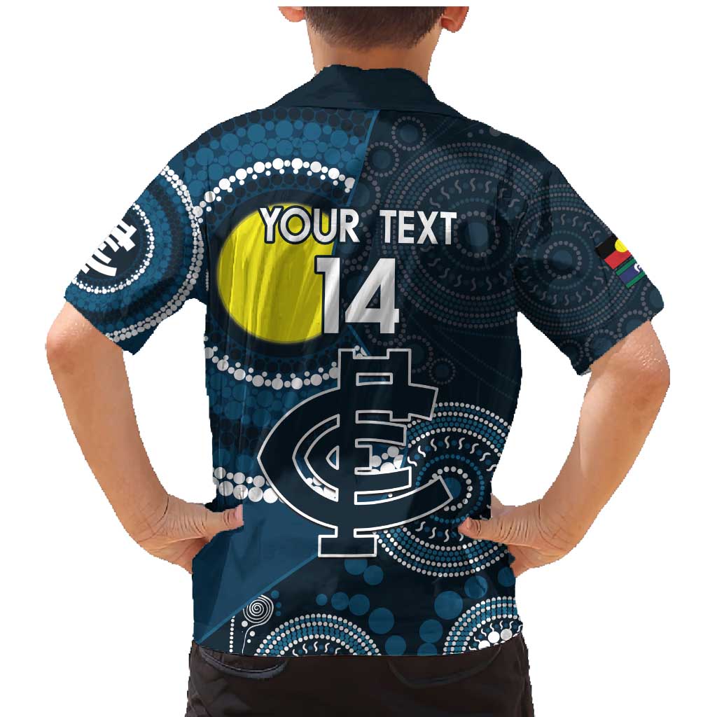 Custom AFL Carlton NAIDOC Week Family Matching Mermaid Dress and Hawaiian Shirt Keep The Fire Burning Indigenous Art
