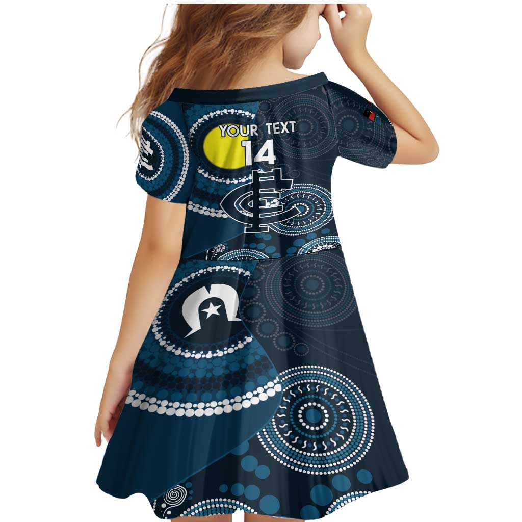 Custom AFL Carlton NAIDOC Week Family Matching Mermaid Dress and Hawaiian Shirt Keep The Fire Burning Indigenous Art