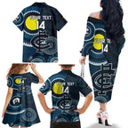 Custom AFL Carlton NAIDOC Week Family Matching Off The Shoulder Long Sleeve Dress and Hawaiian Shirt Keep The Fire Burning Indigenous Art