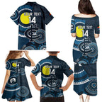 Custom AFL Carlton NAIDOC Week Family Matching Puletasi and Hawaiian Shirt Keep The Fire Burning Indigenous Art
