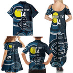 Custom AFL Carlton NAIDOC Week Family Matching Summer Maxi Dress and Hawaiian Shirt Keep The Fire Burning Indigenous Art