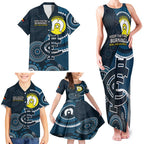 Custom AFL Carlton NAIDOC Week Family Matching Tank Maxi Dress and Hawaiian Shirt Keep The Fire Burning Indigenous Art
