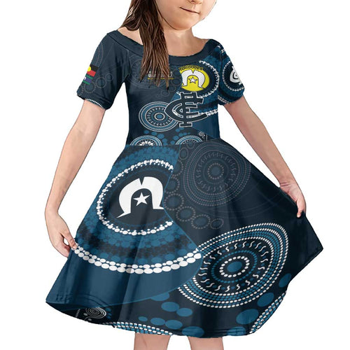 Custom AFL Carlton NAIDOC Week Family Matching Tank Maxi Dress and Hawaiian Shirt Keep The Fire Burning Indigenous Art