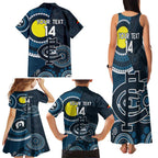 Custom AFL Carlton NAIDOC Week Family Matching Tank Maxi Dress and Hawaiian Shirt Keep The Fire Burning Indigenous Art