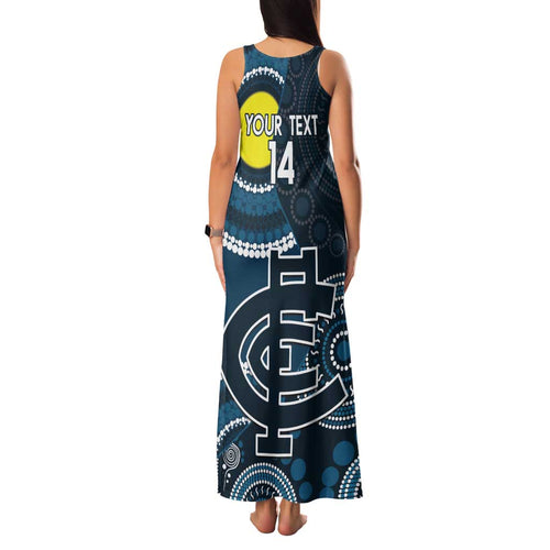 Custom AFL Carlton NAIDOC Week Family Matching Tank Maxi Dress and Hawaiian Shirt Keep The Fire Burning Indigenous Art