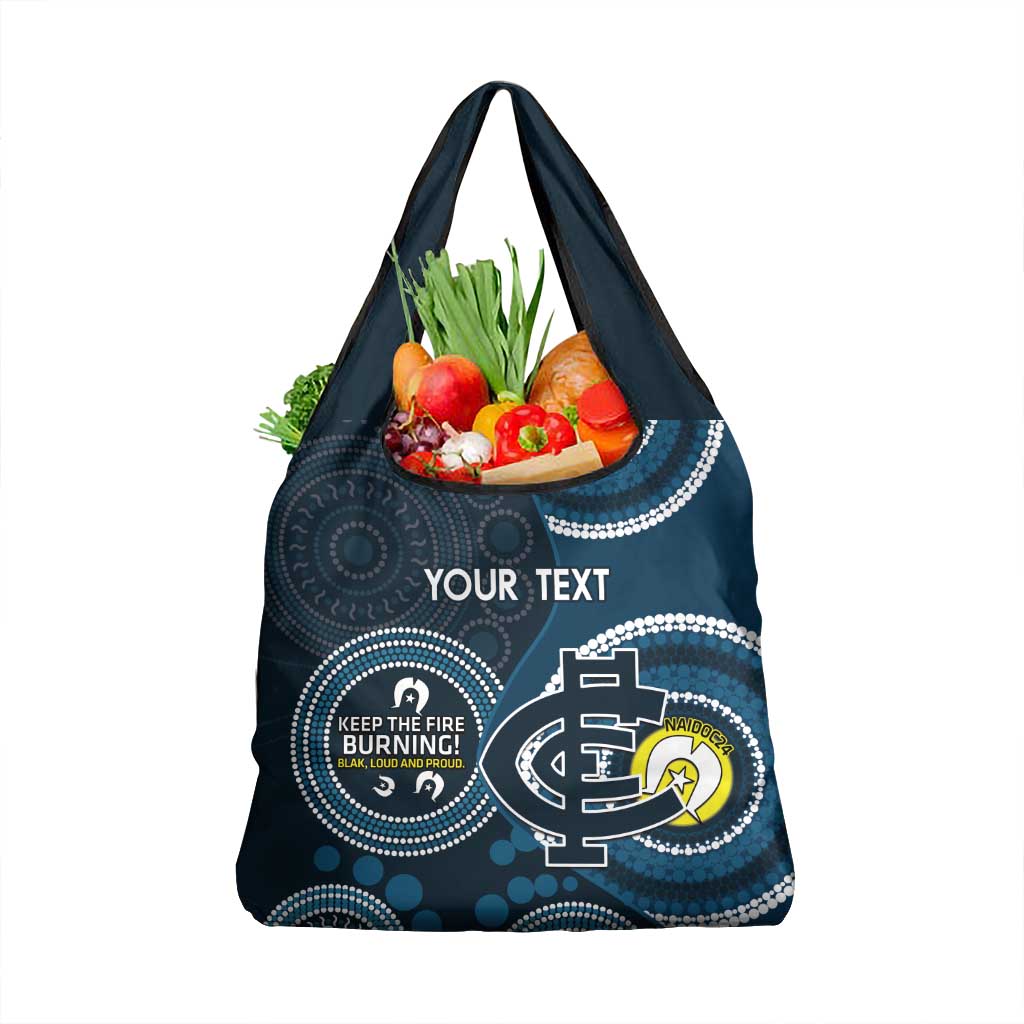 Custom AFL Carlton NAIDOC Week Grocery Bag Keep The Fire Burning Indigenous Art