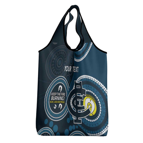 Custom AFL Carlton NAIDOC Week Grocery Bag Keep The Fire Burning Indigenous Art