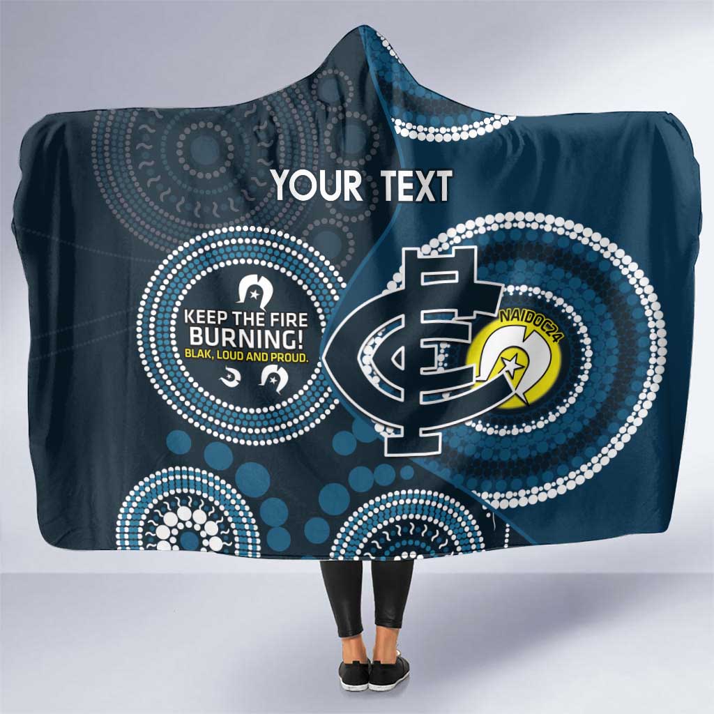 Custom AFL Carlton NAIDOC Week Hooded Blanket Keep The Fire Burning Indigenous Art