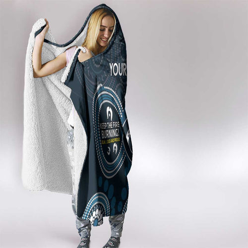 Custom AFL Carlton NAIDOC Week Hooded Blanket Keep The Fire Burning Indigenous Art
