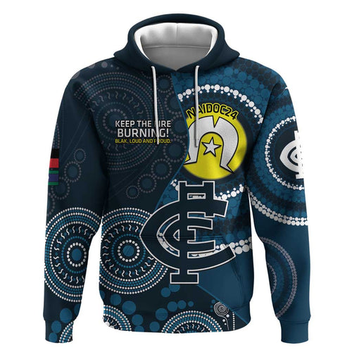 Custom AFL Carlton NAIDOC Week Hoodie Keep The Fire Burning Indigenous Art