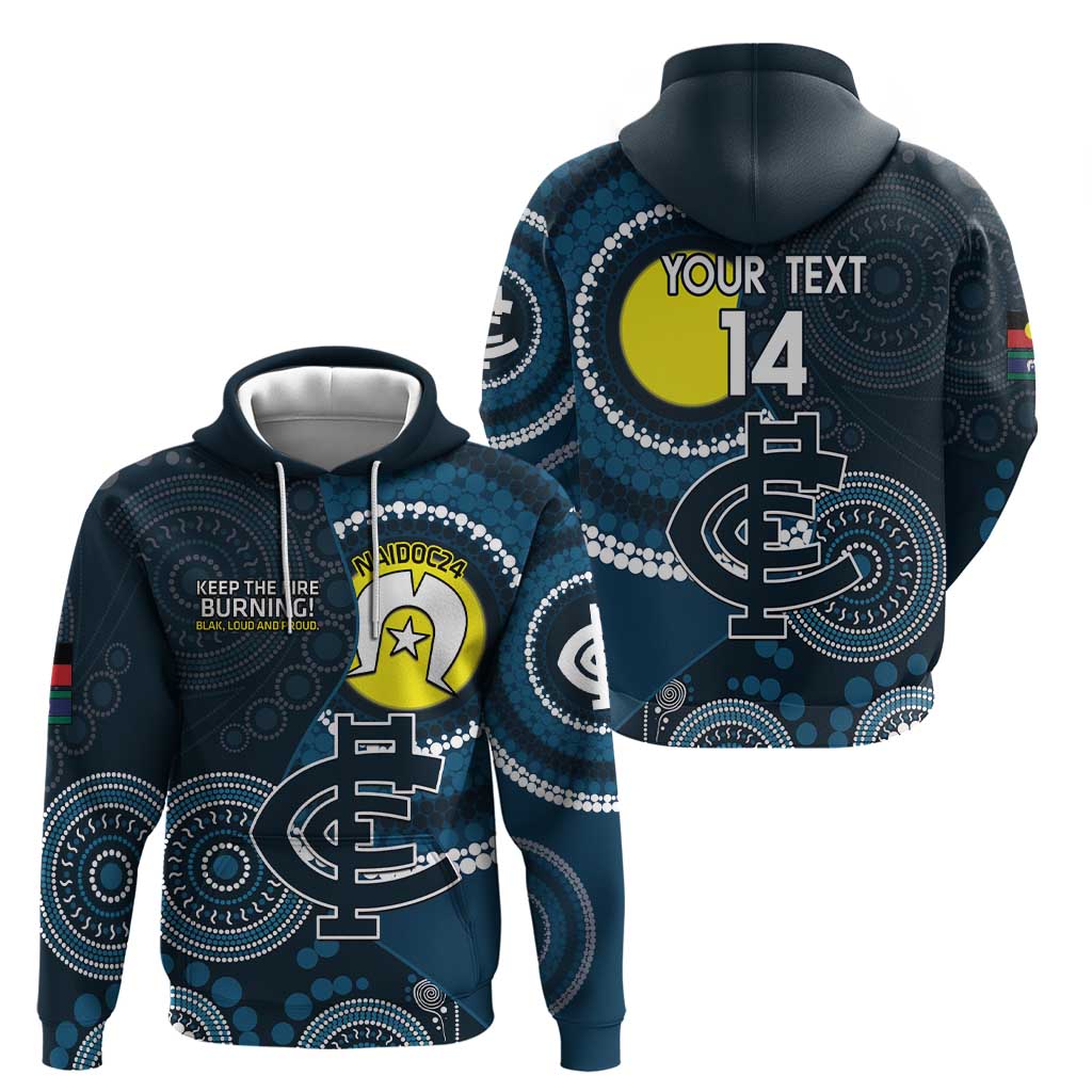 Custom AFL Carlton NAIDOC Week Hoodie Keep The Fire Burning Indigenous Art