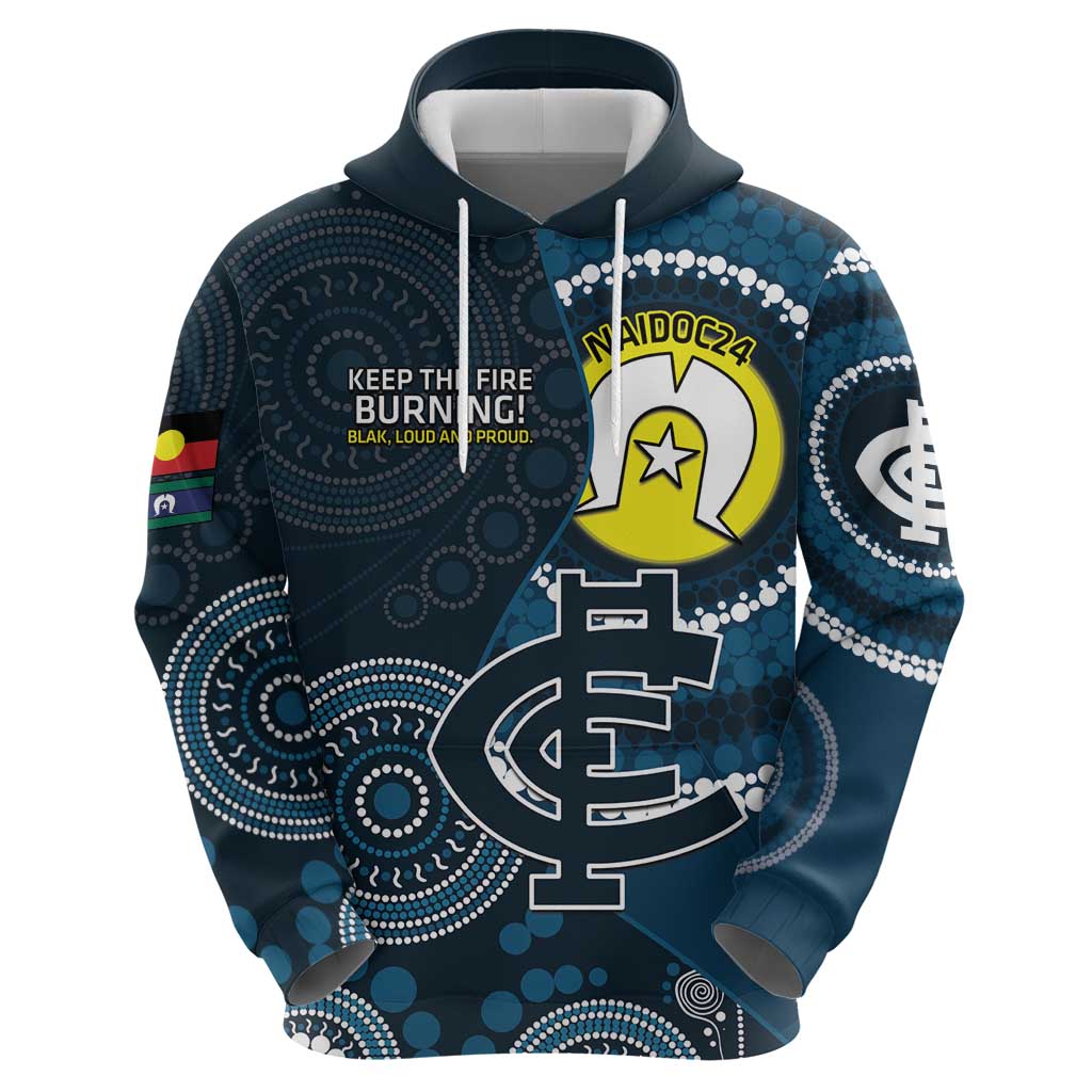 Custom AFL Carlton NAIDOC Week Hoodie Keep The Fire Burning Indigenous Art