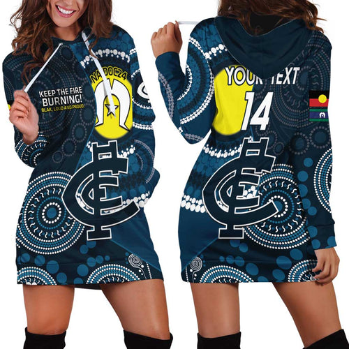 Custom AFL Carlton NAIDOC Week Hoodie Dress Keep The Fire Burning Indigenous Art