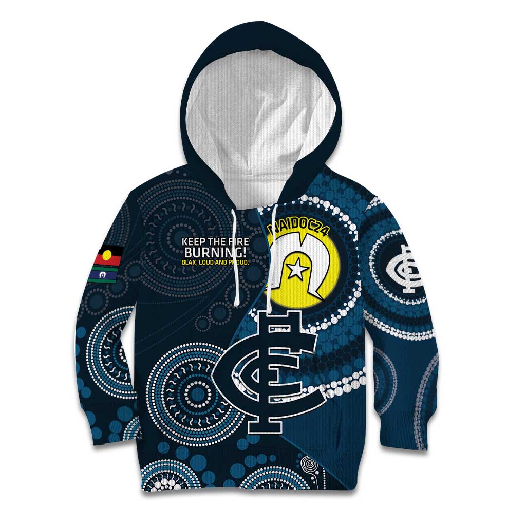 Custom AFL Carlton NAIDOC Week Kid Hoodie Keep The Fire Burning Indigenous Art