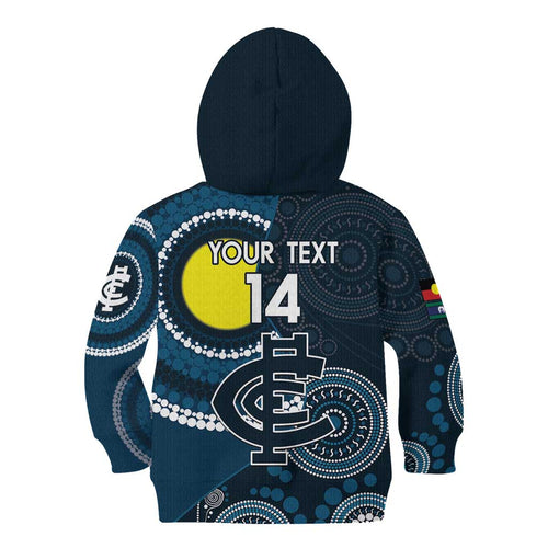 Custom AFL Carlton NAIDOC Week Kid Hoodie Keep The Fire Burning Indigenous Art