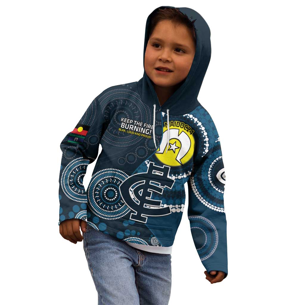 Custom AFL Carlton NAIDOC Week Kid Hoodie Keep The Fire Burning Indigenous Art