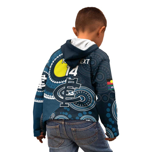 Custom AFL Carlton NAIDOC Week Kid Hoodie Keep The Fire Burning Indigenous Art