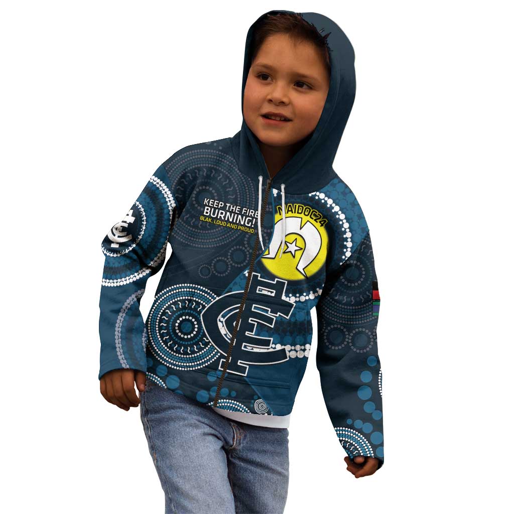 Custom AFL Carlton NAIDOC Week Kid Hoodie Keep The Fire Burning Indigenous Art