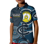 Custom AFL Carlton NAIDOC Week Kid Polo Shirt Keep The Fire Burning Indigenous Art