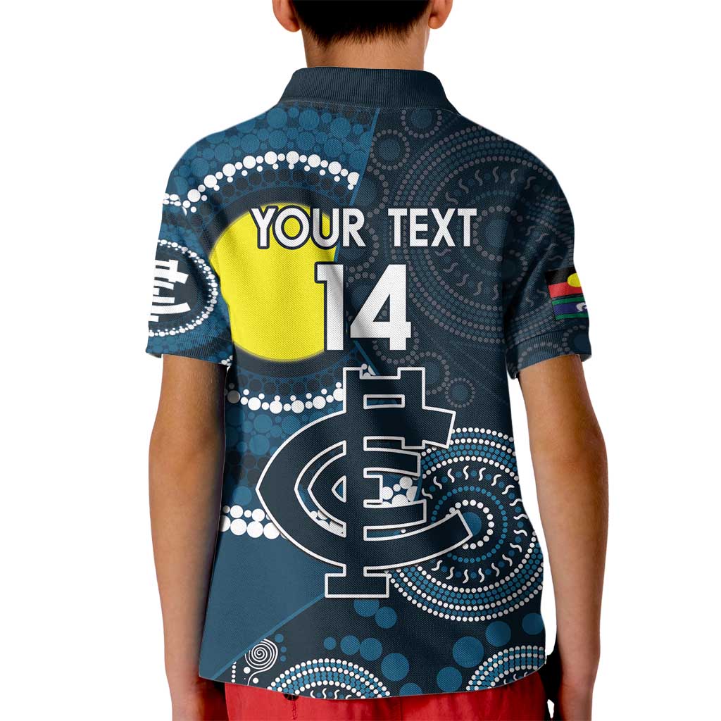 Custom AFL Carlton NAIDOC Week Kid Polo Shirt Keep The Fire Burning Indigenous Art