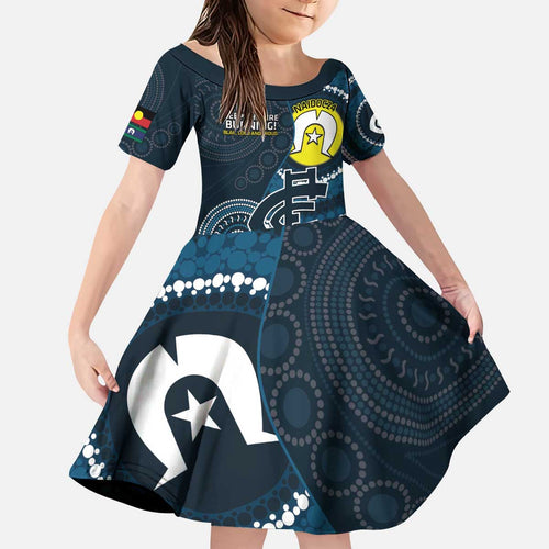 Custom AFL Carlton NAIDOC Week Kid Short Sleeve Dress Keep The Fire Burning Indigenous Art