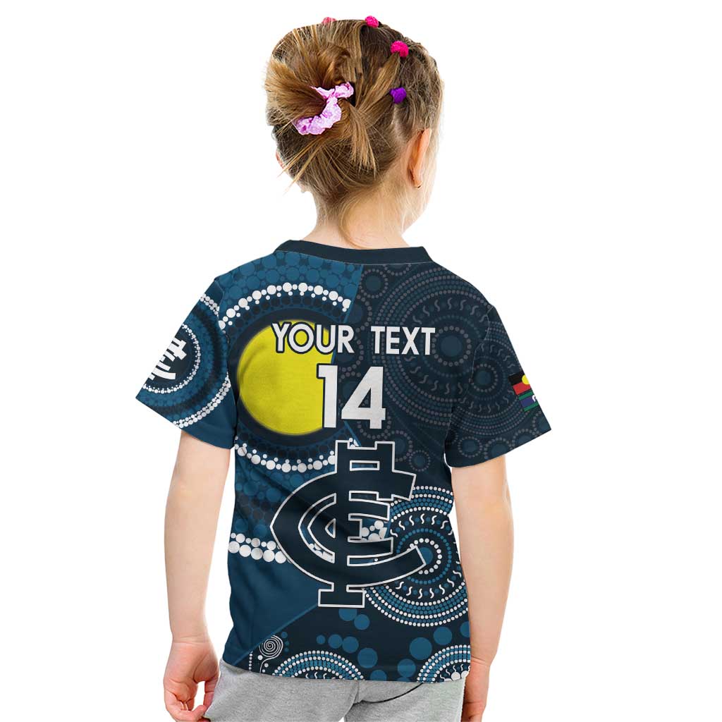 Custom AFL Carlton NAIDOC Week Kid T Shirt Keep The Fire Burning Indigenous Art