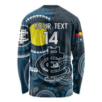 Custom AFL Carlton NAIDOC Week Long Sleeve Shirt Keep The Fire Burning Indigenous Art
