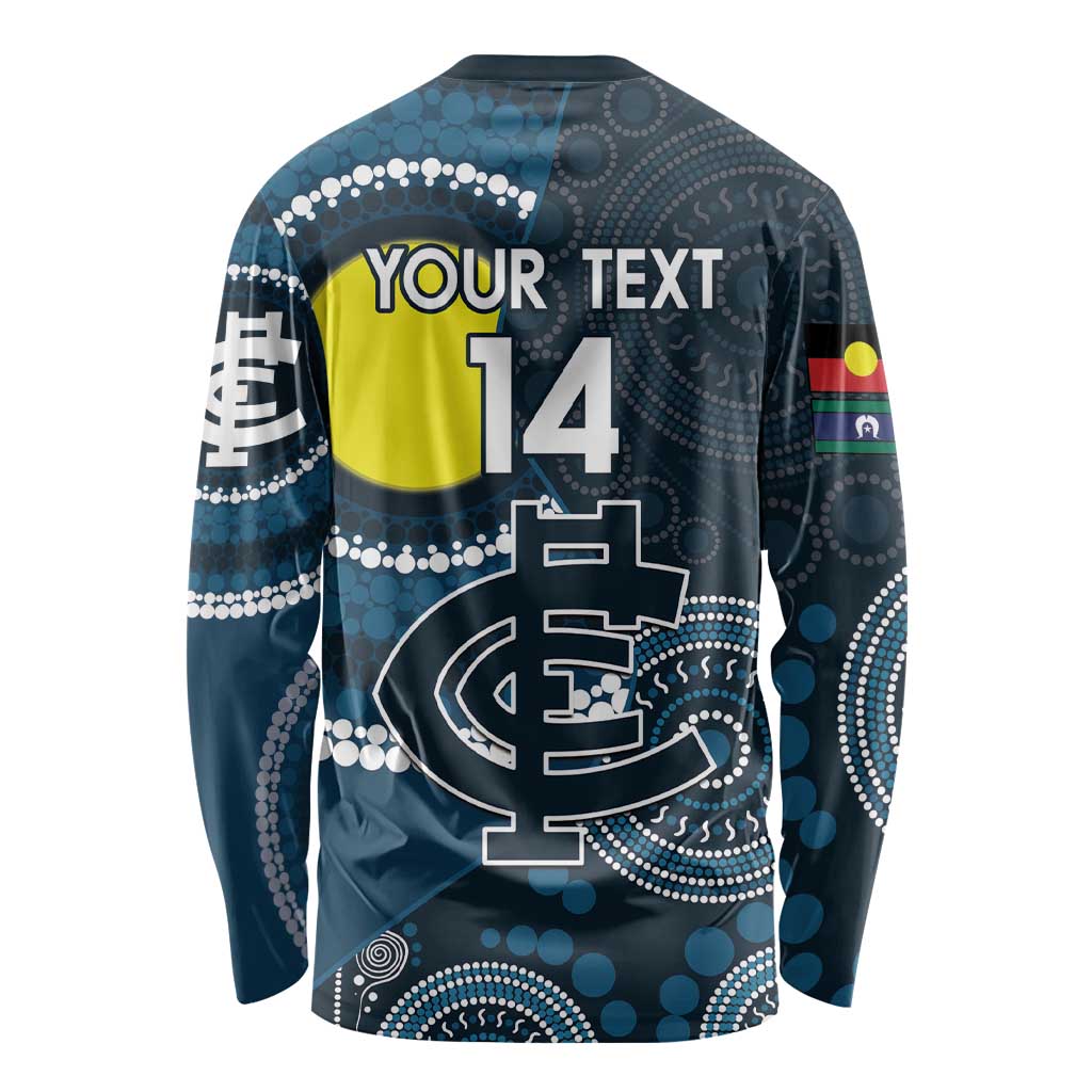 Custom AFL Carlton NAIDOC Week Long Sleeve Shirt Keep The Fire Burning Indigenous Art