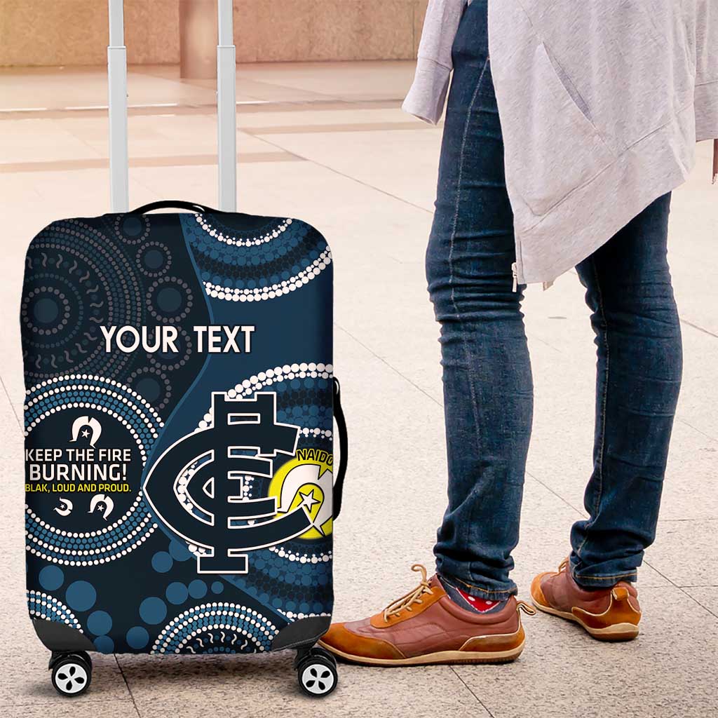 Custom AFL Carlton NAIDOC Week Luggage Cover Keep The Fire Burning Indigenous Art