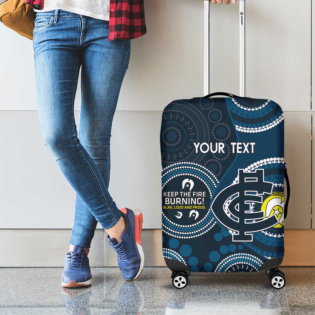 Custom AFL Carlton NAIDOC Week Luggage Cover Keep The Fire Burning Indigenous Art