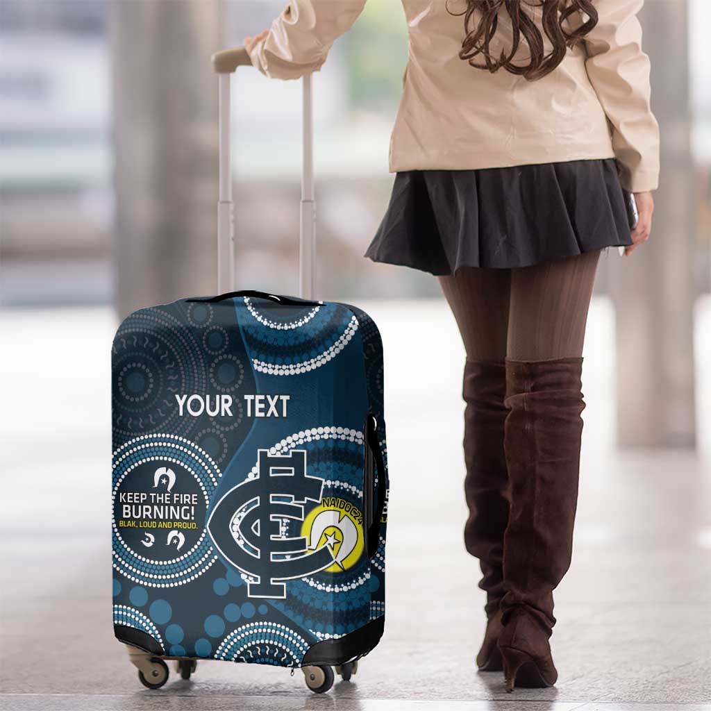 Custom AFL Carlton NAIDOC Week Luggage Cover Keep The Fire Burning Indigenous Art