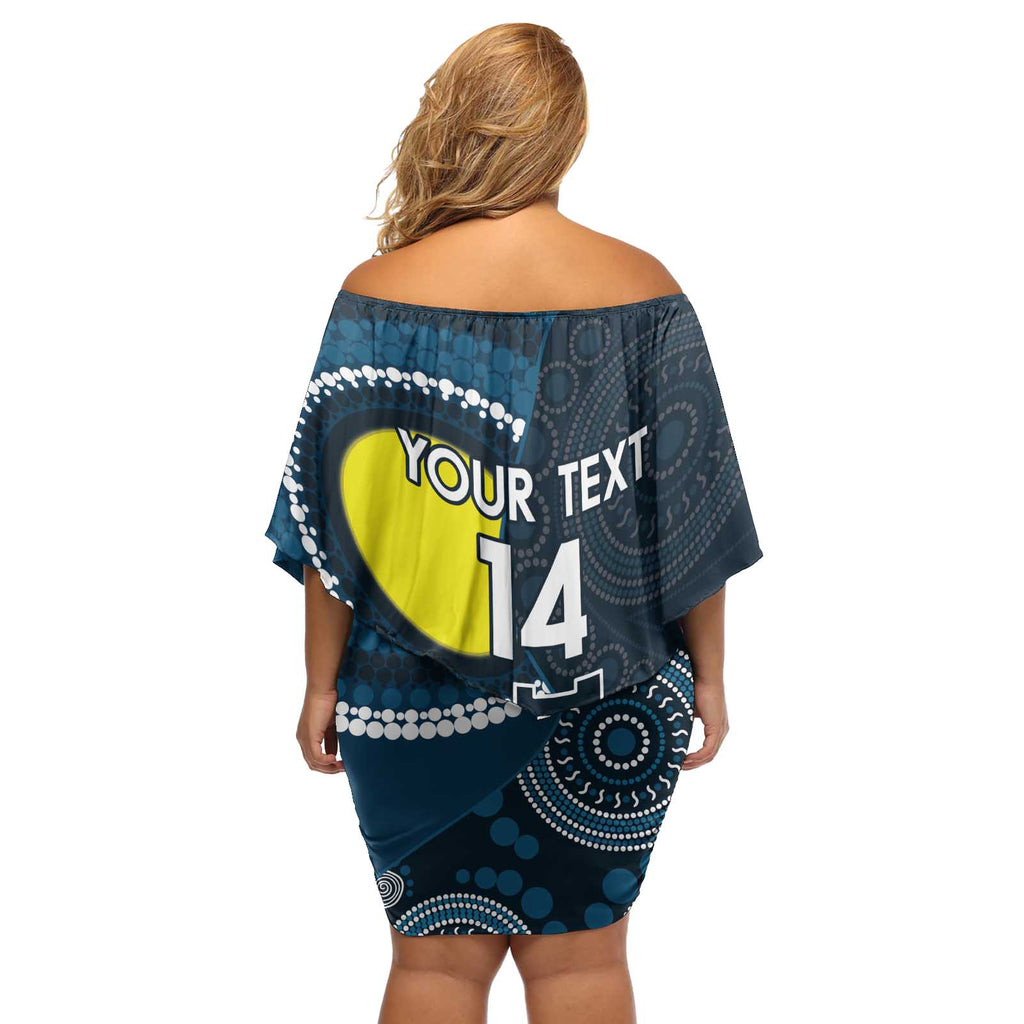 Custom AFL Carlton NAIDOC Week Off Shoulder Short Dress Keep The Fire Burning Indigenous Art