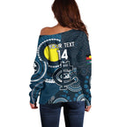 Custom AFL Carlton NAIDOC Week Off Shoulder Sweater Keep The Fire Burning Indigenous Art