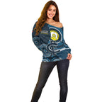 Custom AFL Carlton NAIDOC Week Off Shoulder Sweater Keep The Fire Burning Indigenous Art