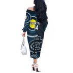 Custom AFL Carlton NAIDOC Week Off The Shoulder Long Sleeve Dress Keep The Fire Burning Indigenous Art