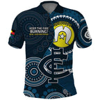 Custom AFL Carlton NAIDOC Week Polo Shirt Keep The Fire Burning Indigenous Art