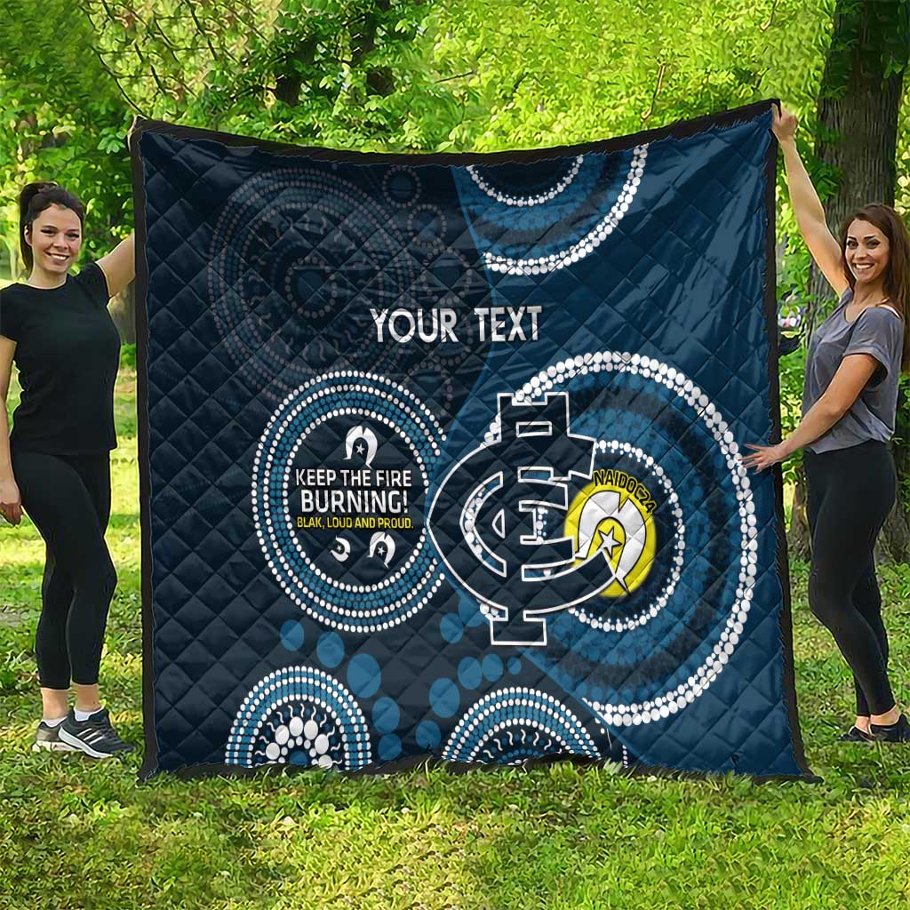 Custom AFL Carlton NAIDOC Week Quilt Keep The Fire Burning Indigenous Art