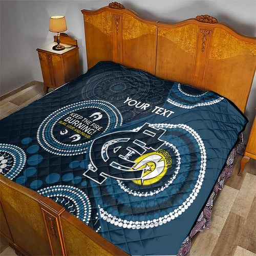 Custom AFL Carlton NAIDOC Week Quilt Keep The Fire Burning Indigenous Art