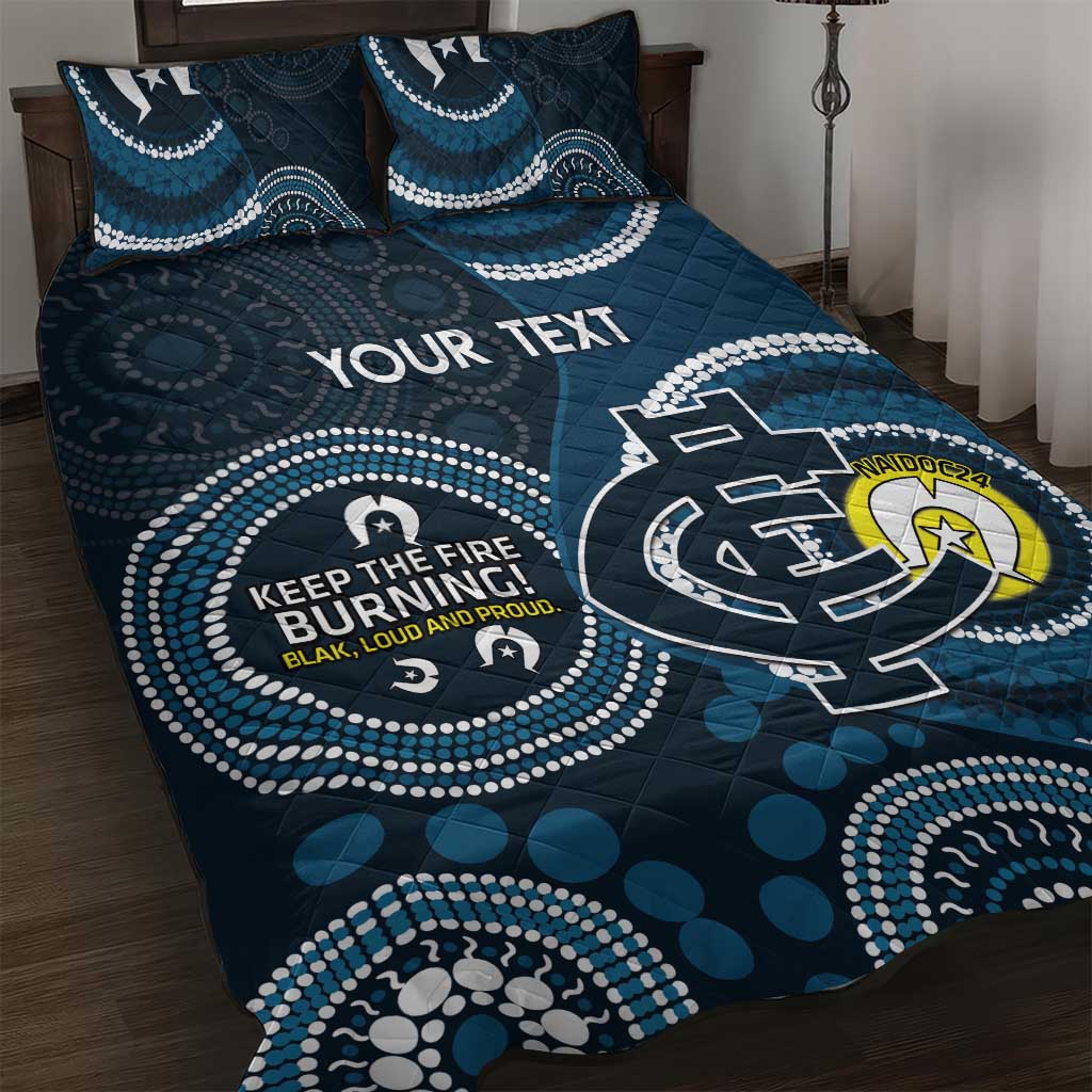 Custom AFL Carlton NAIDOC Week Quilt Bed Set Keep The Fire Burning Indigenous Art